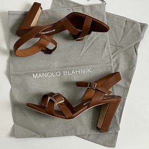 Manolo Blahnik Sandals, Size: 38.5 (8.5) Color: Cognac Brown